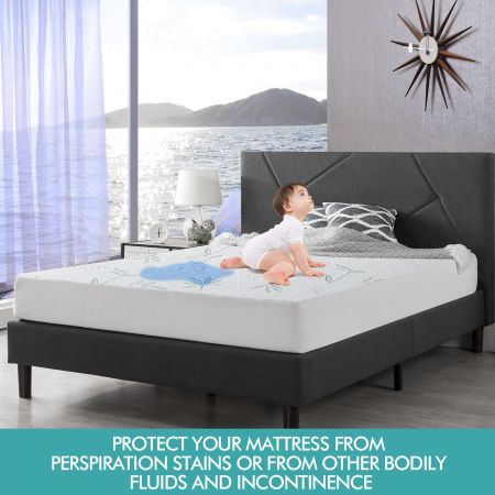 DreamZ Fully Fitted Waterproof Breathable Bamboo Mattress Protector Double Size