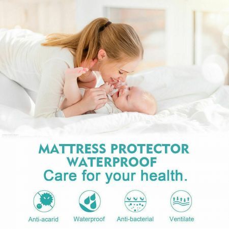 DreamZ Fully Fitted Waterproof Breathable Bamboo Mattress Protector Double Size