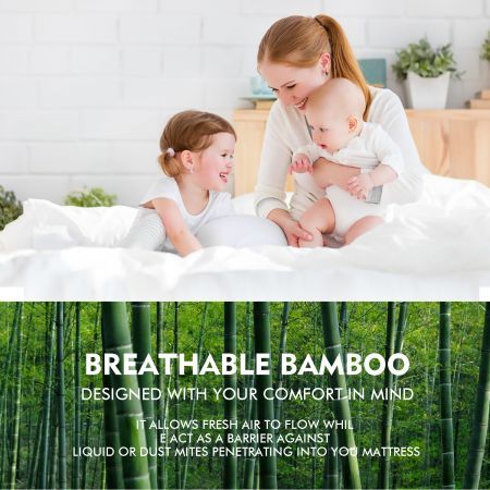 DreamZ Fully Fitted Waterproof Breathable Bamboo Mattress Protector King Size