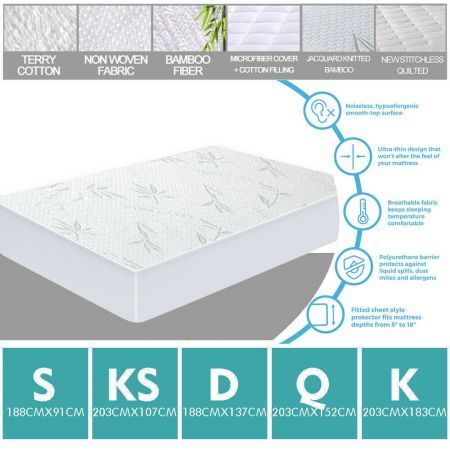 DreamZ Fully Fitted Waterproof Breathable Bamboo Mattress Protector King Size