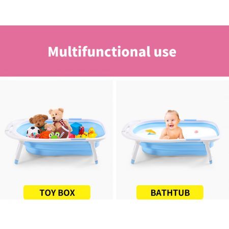 Baby Bath Tub Infant Toddlers Foldable Bathtub Folding Safety Bathing ShowerBlue