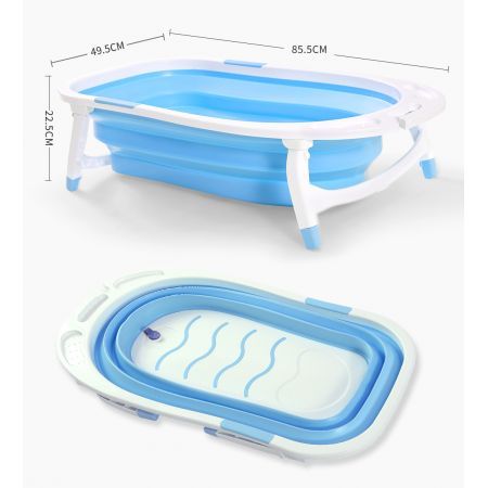 Baby Bath Tub Infant Toddlers Foldable Bathtub Folding Safety Bathing ShowerBlue