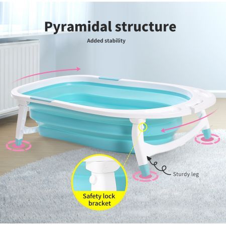 Baby Bath Tub Infant Toddlers Foldable Bathtub Folding Safety Bathing ShowerBlue