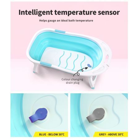 Baby Bath Tub Infant Toddlers Foldable Bathtub Folding Safety Bathing ShowerBlue