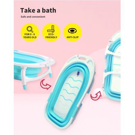 Baby Bath Tub Infant Toddlers Foldable Bathtub Folding Safety Bathing Shower GN