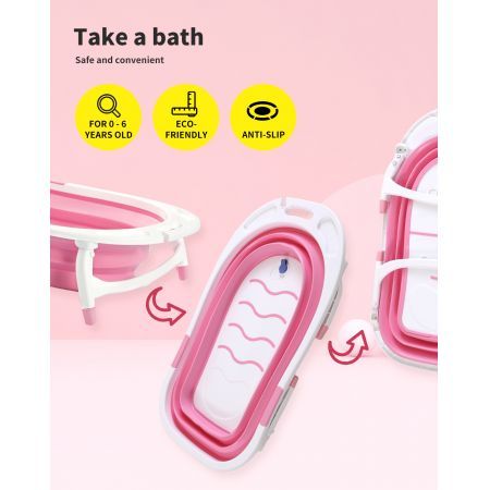 Baby Bath Tub Infant Toddlers Foldable Bathtub Folding Safety Bathing Shower GN