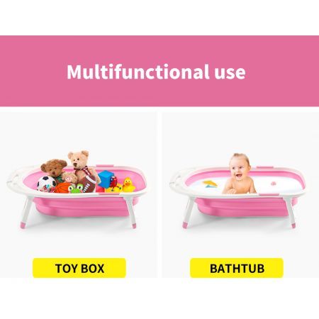 Baby Bath Tub Infant Toddlers Foldable Bathtub Folding Safety Bathing ShowerPink