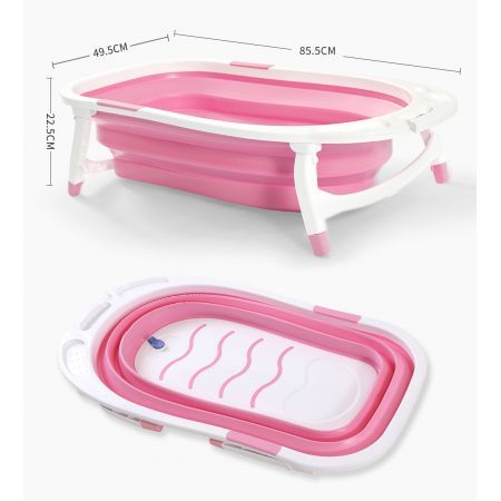 Baby Bath Tub Infant Toddlers Foldable Bathtub Folding Safety Bathing ShowerPink