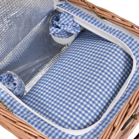 2 Person Picnic Basket Wicker Baskets Set Insulated Outdoor Blanket Gift Storage