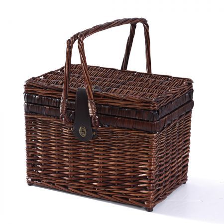 4 Person Picnic Basket Deluxe Baskets Set Outdoor Blanket Deluxe Wicker Gift