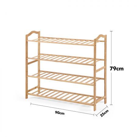 Levede Bamboo Shoe Rack Storage Wooden Organizer Shelf Stand 4 Tiers Layers 90cm