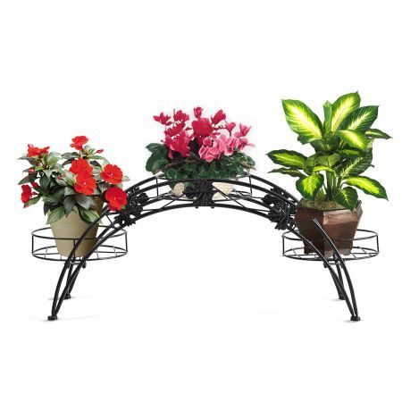 Plant Stand Outdoor Indoor Metal Black