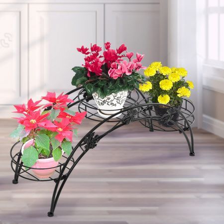 Plant Stand Outdoor Indoor Metal Black