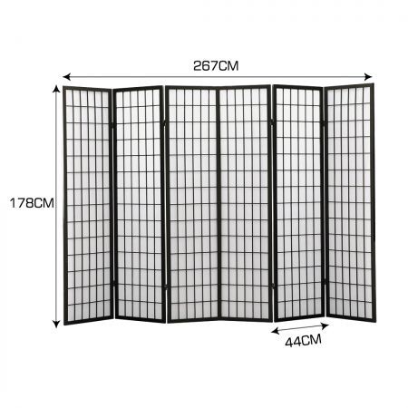 Levede 6 Panel Free Standing Foldable  Room Divider Privacy Screen Black Frame