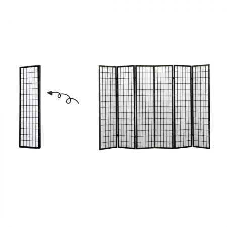 Levede 6 Panel Free Standing Foldable  Room Divider Privacy Screen Black Frame