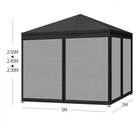 Mountview Gazebo Pop Up Marquee Outdoor Canopy 3x3m Wedding Tent Mesh Side Wall