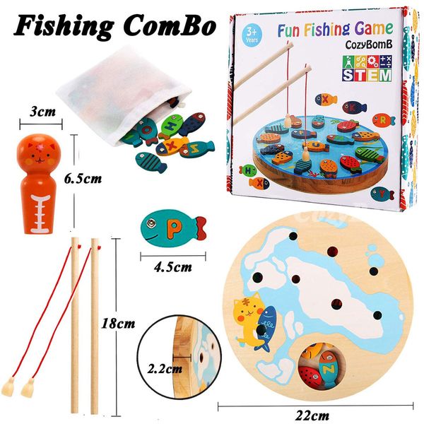 Magnetic Wooden Fishing Game Toy for Toddlers