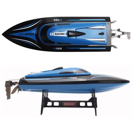 Racing Boat Remote Control with 25KM/H High Speed 4 Channels Electric Blue