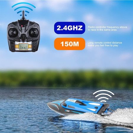 Racing Boat Remote Control with 25KM/H High Speed 4 Channels Electric Blue