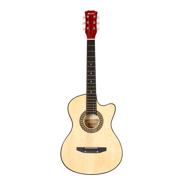 Melodic 38 Inch Folk Dreadnought Acoustic Guitar Pack Classical Cutaway Natural Wood