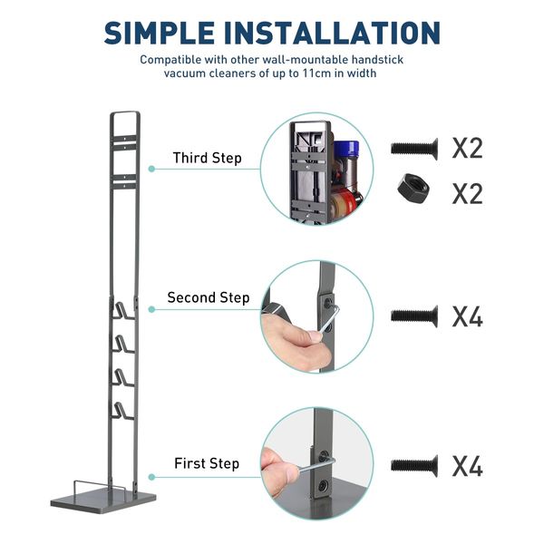 Dyson Vacuum Stand Rack Cleaner Accessories Holder Free Standing V6 V7 V8 V10 V11 V12 V15 Grey