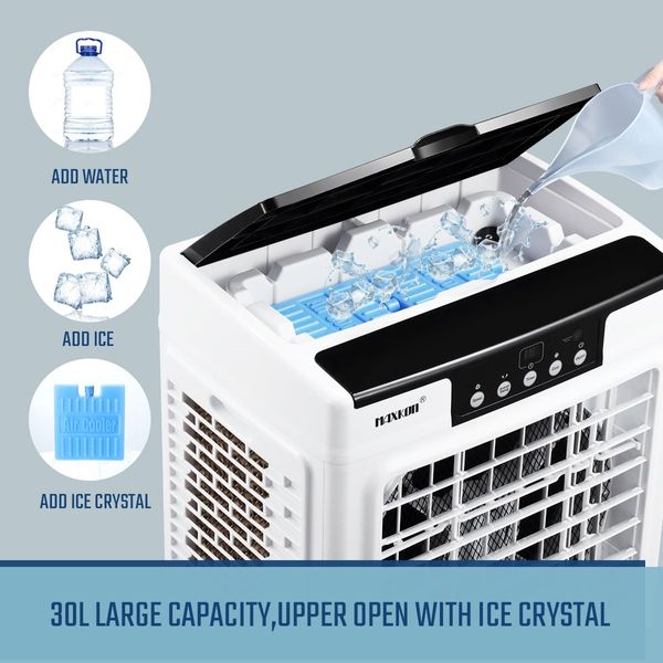 Maxkon Portable 30L Evaporative Air Fan Humidifier Cooler Commercial Fan Industrial Purifier