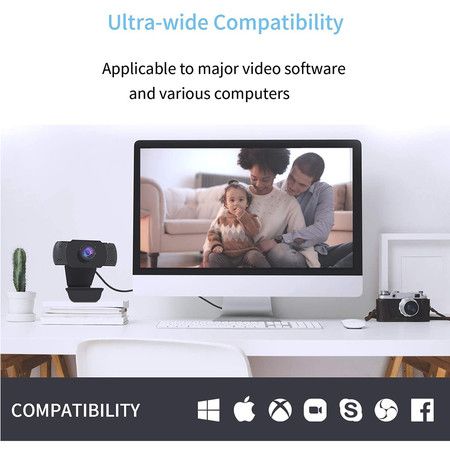 1080P Webcam with Microphone, Wansview USB 2.0 Desktop Laptop Computer Web Camera with Auto Light Correction, Plug and Play, for Windows Mac OS, for Video Streaming, Conference, Gaming, Online Classes