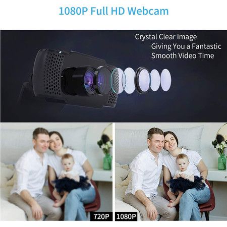 1080P Webcam with Microphone, Wansview USB 2.0 Desktop Laptop Computer Web Camera with Auto Light Correction, Plug and Play, for Windows Mac OS, for Video Streaming, Conference, Gaming, Online Classes