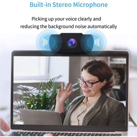 1080P Webcam with Microphone, Wansview USB 2.0 Desktop Laptop Computer Web Camera with Auto Light Correction, Plug and Play, for Windows Mac OS, for Video Streaming, Conference, Gaming, Online Classes