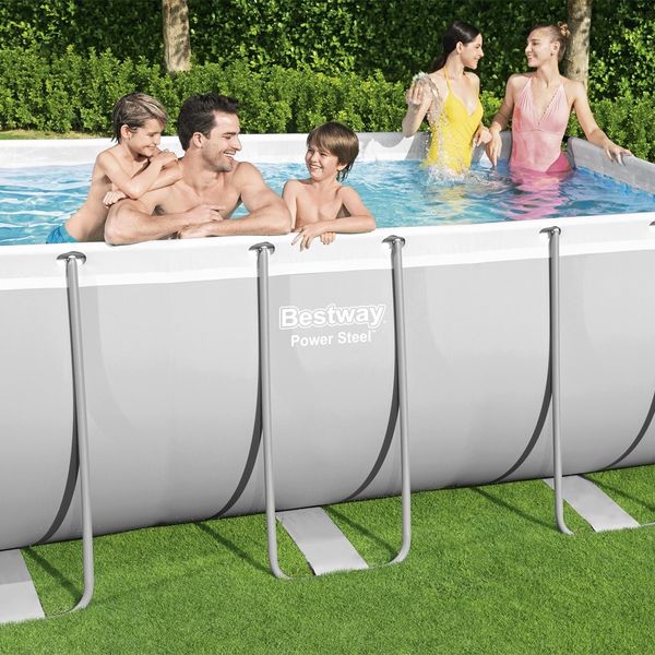 Bestway Rectangular Above Ground Swimming Pool Portable Backyard Pool with Pump