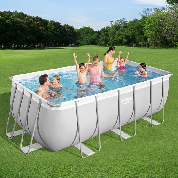 Bestway Rectangular Above Ground Swimming Pool Portable Backyard Pool with Pump