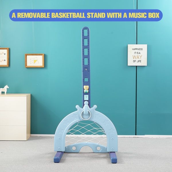 Kids Basketball Hoop Stand Set Golf Game Football Gate Ring Toss Activity Centre Outdoor Indoor Adjustable 4-in-1