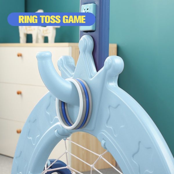 Kids Basketball Hoop Stand Set Golf Game Football Gate Ring Toss Activity Centre Outdoor Indoor Adjustable 4-in-1