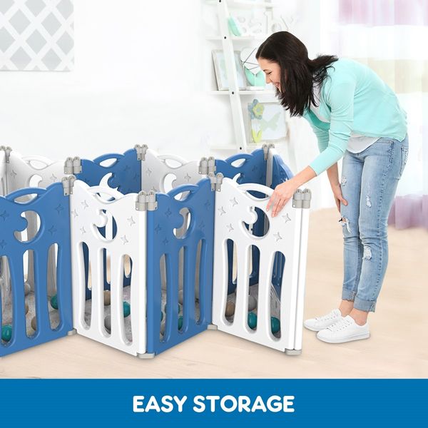 Baby Playpen Fence Room Safety Gate Child Enclosure Kids Activity Centre Barrier Toddler Play Yard Foldable Owl Design 24 Panels