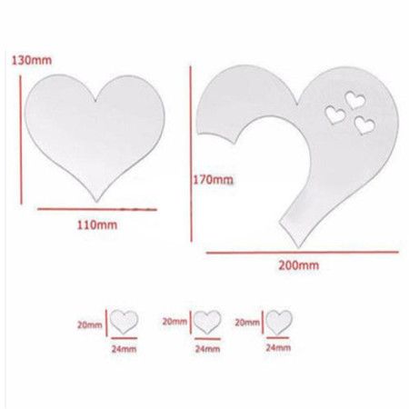 3D Mirror Love Hearts Wall Sticker Decal DIY Wall Stickers