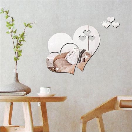 3D Mirror Love Hearts Wall Sticker Decal DIY Wall Stickers