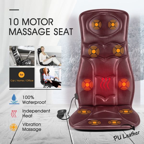 10 Motor Vibration Massage Chair Pad Cushion w/heat for Home Office Car