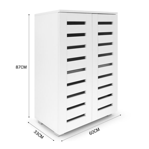 2 Door 20 Pair Shoe Storage Cabinet for Home Entryway Closet