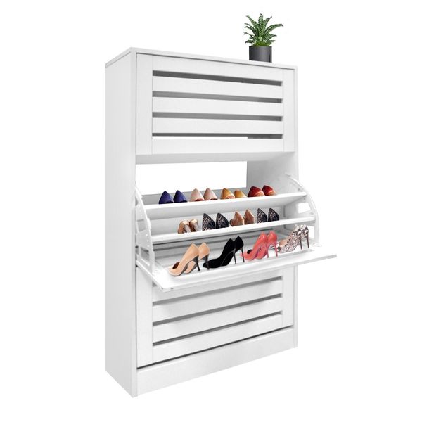 45 Pair Wood Shoe Storage Cabinet 3 Door Shoe Organizer Rack