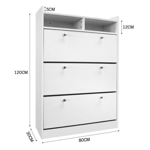 45 Pairs Wood Shoe Cabinet Rack Storage Shelves in White Finish