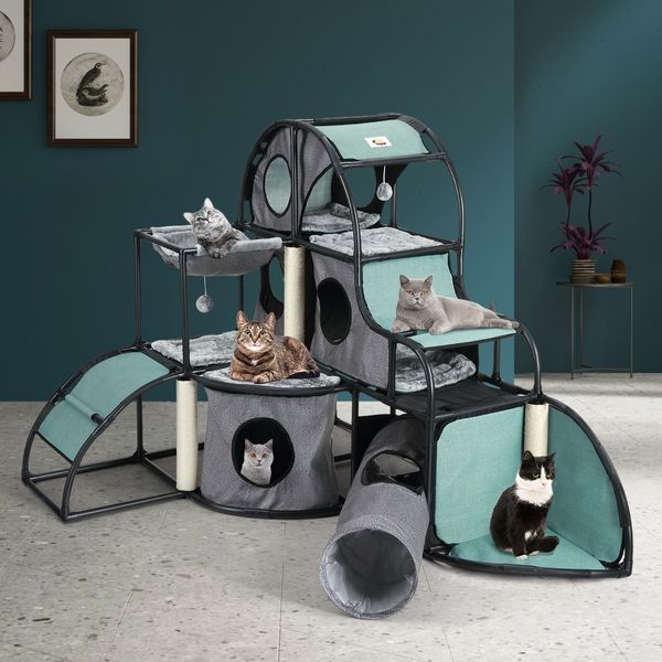 Cat Scratching Post Tree Climbing Tower Furniture Climber Pet Condo House Gym Nest Tunnel Toys Activity Centre Kit Multi-Level