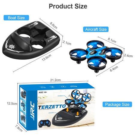 H36F Mini Drone Vehicle Boat 3 in 1 RC Quadcopter with Headless Mode 2.4G Remote Control One Key Return 360