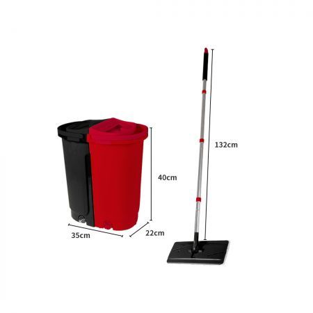 Flat Mop Bucket Floor Cleaner Set Stainless Steel Wet Dry Microfiber Mop Heads