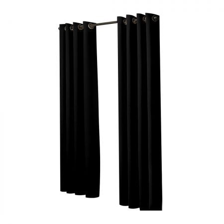 2x Blockout Curtains Panels 3 Layers Eyelet Room Darkening 132x160cm Black