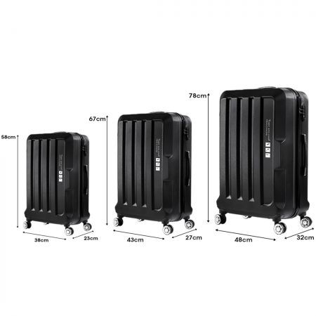 3pcs Luggage Sets Travel Hard Case Lightweight Suitcase TSA lock Black