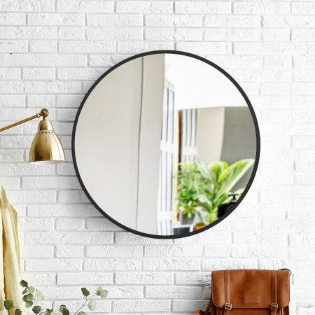 Wall Mirror Round Shaped Bathroom Makeup Mirrors Smooth Edge 50CM