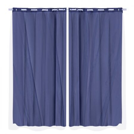 2x Blockout Curtains Panels 3 Layers with Gauze Room Darkening 240x230cm Navy