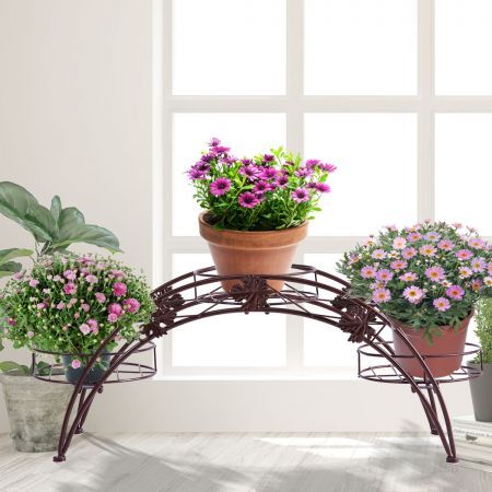 2X Plant Stand Outdoor Indoor Metal Bronze