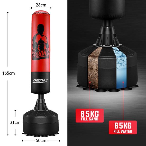 Genki 165cm Free Standing Punching Boxing Bag Stand MMA UFC Training Gear