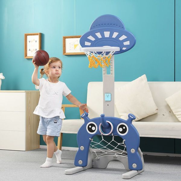 Kids Basketball Hoop Stand Set Ring Toss Golf Game Football Gate Activity Centre Indoor Outdoor Adjustable 5-in-1